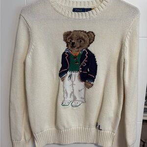 Polo by Ralph Lauren Cream Sweater with Bear Design